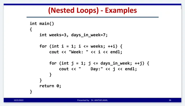 Lecture 13 – Nested Loops