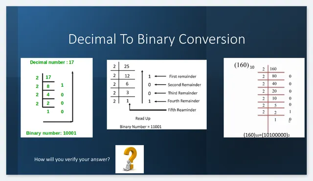 Lecture 14 – Decimal to Binary Conversion