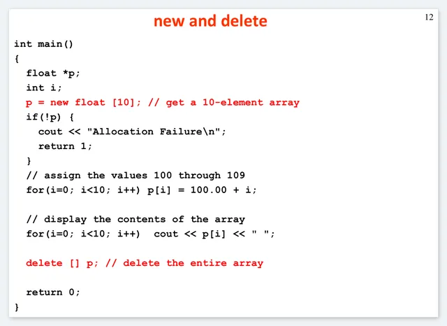 Lecture 31 – Dynamic Memory with new and delete