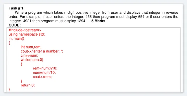 Assignment 3 – Solved Task (Reverse a Number)