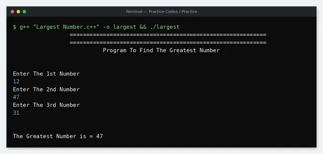Practice Program – Compiled and Running in the Terminal